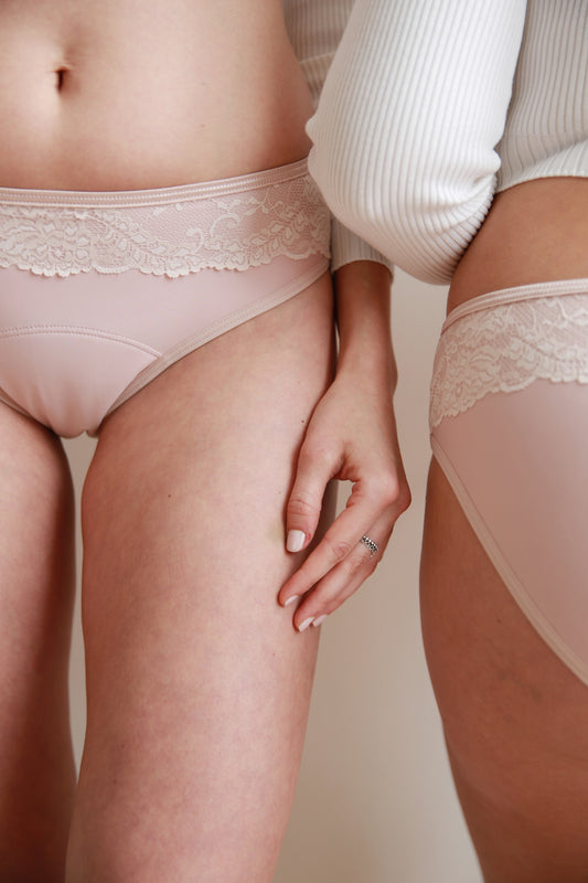 Menstruační kalhotky Klasické s krajkou růžové