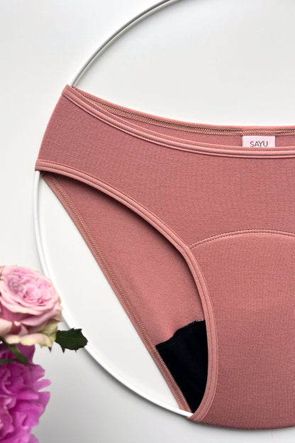Menstruační SAYU kalhotky klasického střihu v barvě růžové latte.