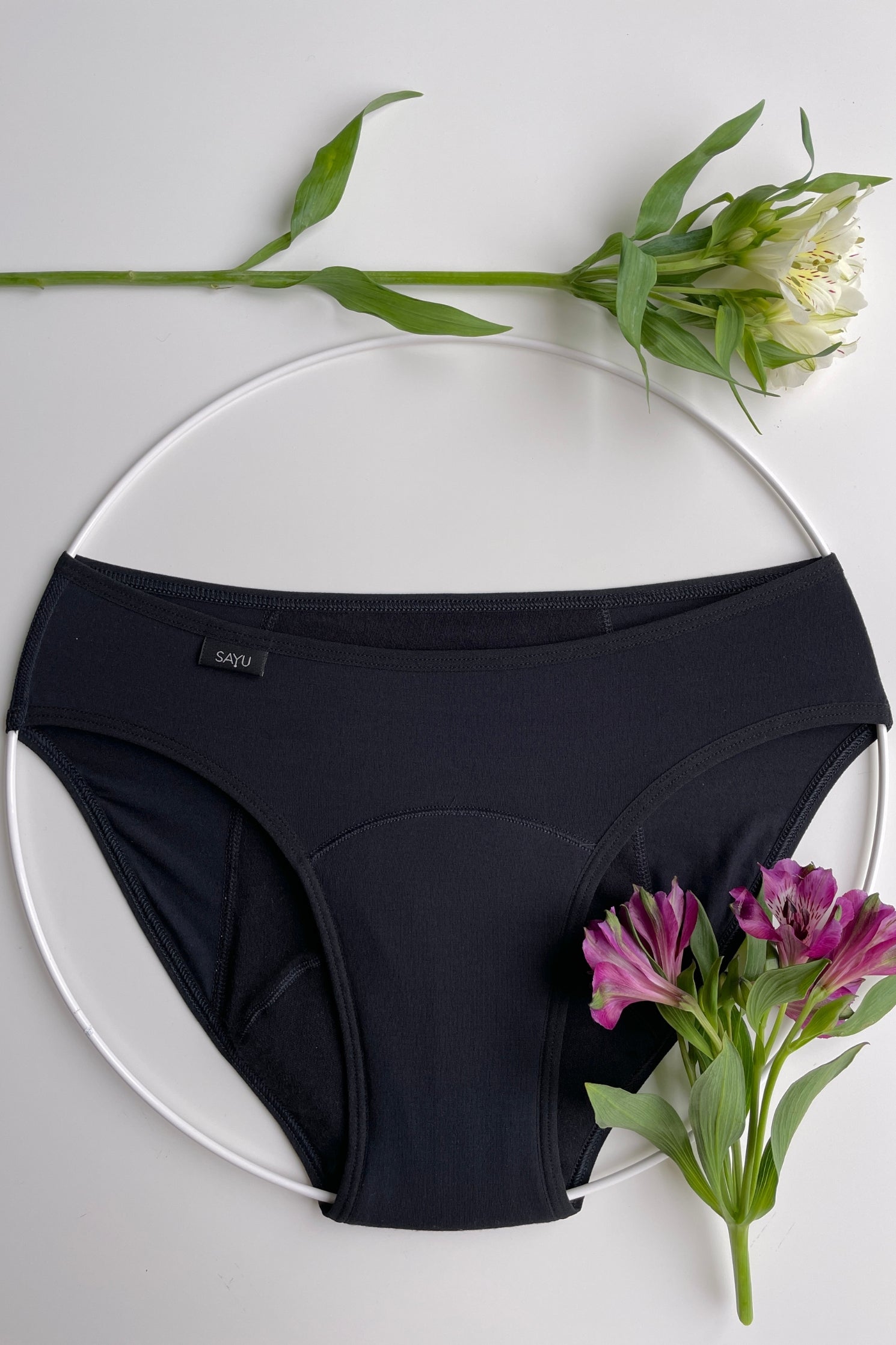 Černé menstruační kalhotky na spaní s prodlouženou vložkou